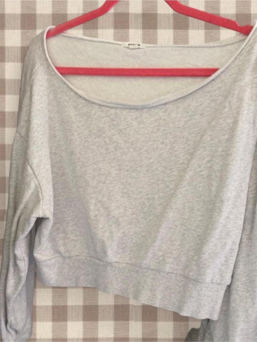 Garage Light Gray Scoop Neck Cropped Pullover